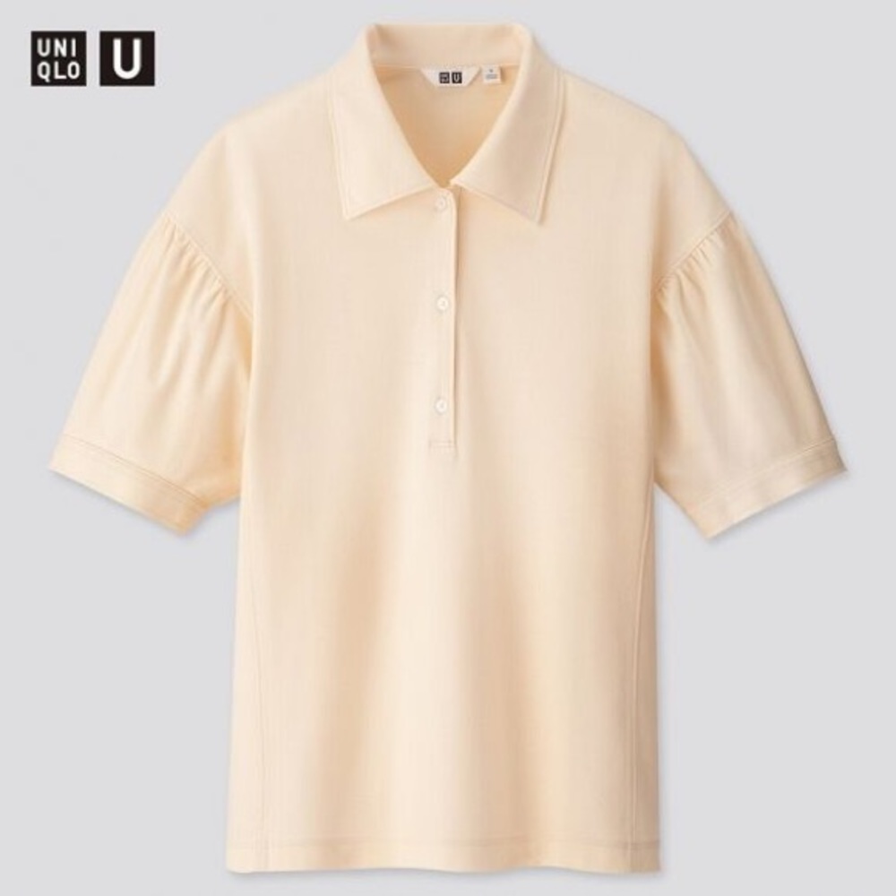 Uniqlo women gathered sleeve polo shirt (size s)